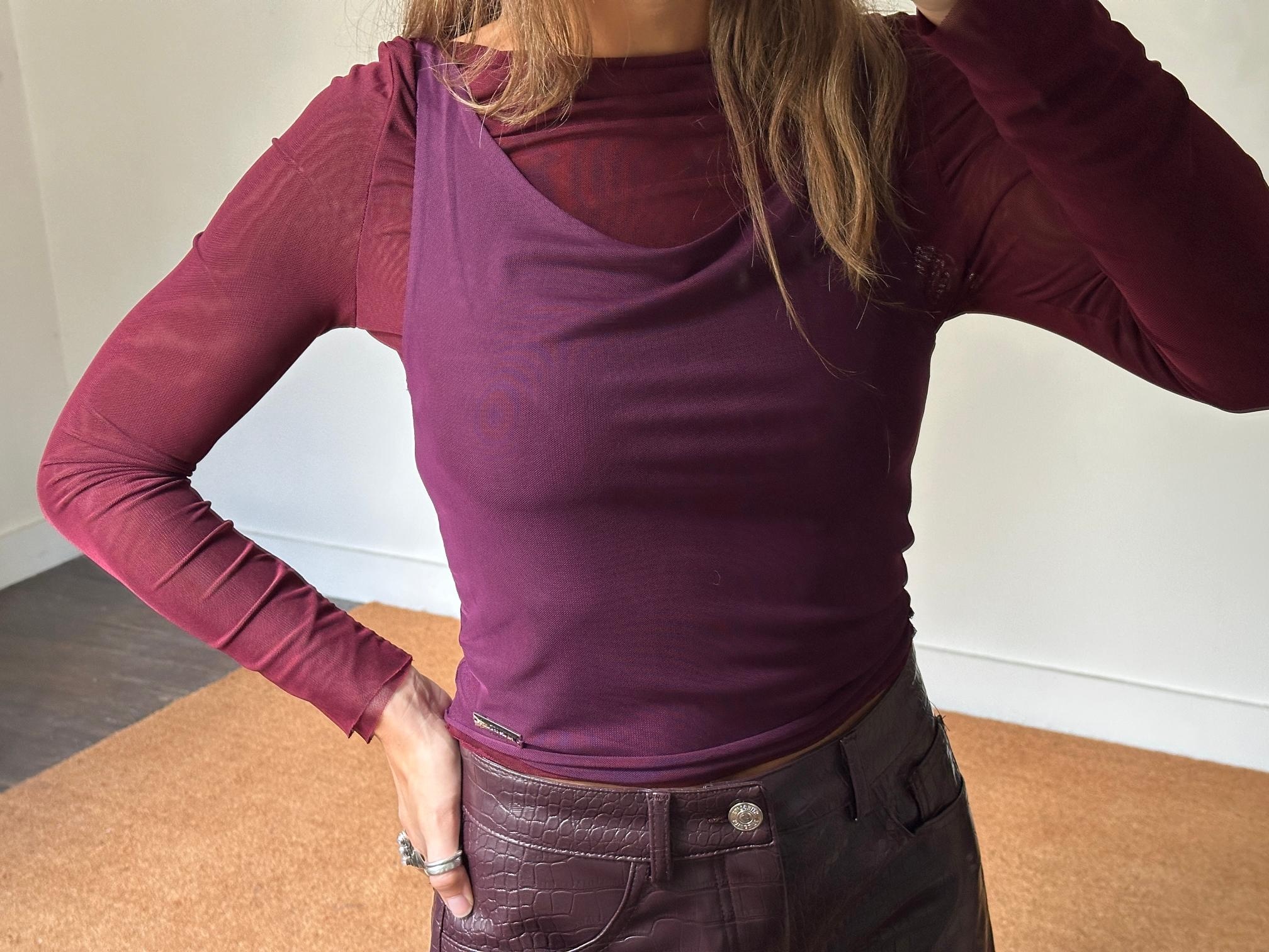House of Sunny Double Layer Mesh Top