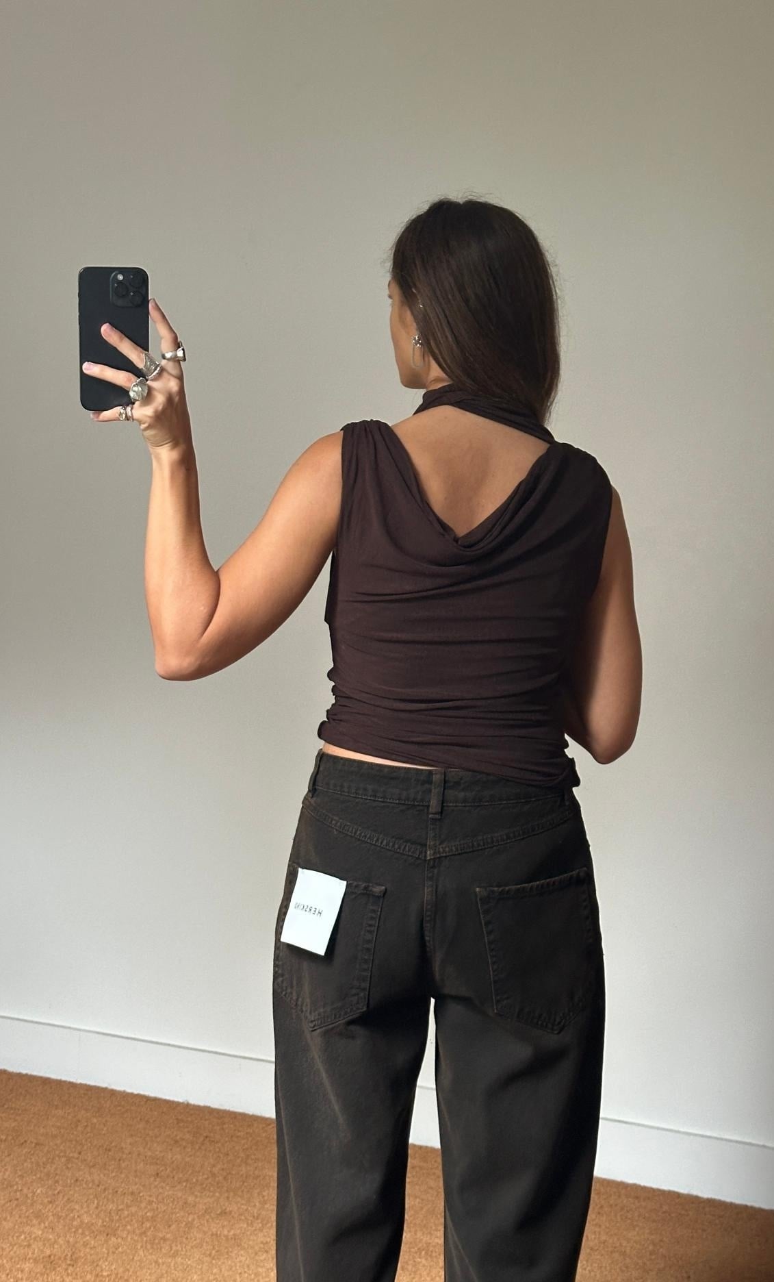 House of Sunny Draped Neck Mesh Top
