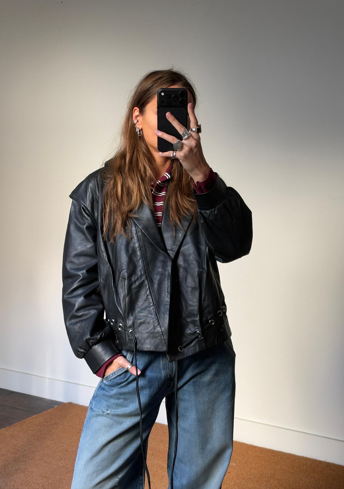 Laagam Tyra Leather Bomber Jacket