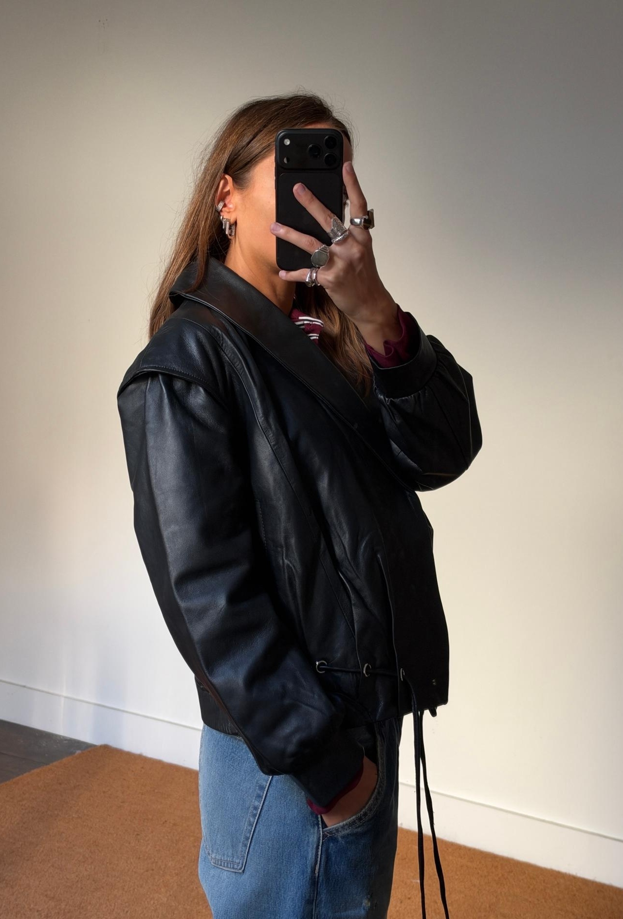 Laagam Tyra Leather Bomber Jacket