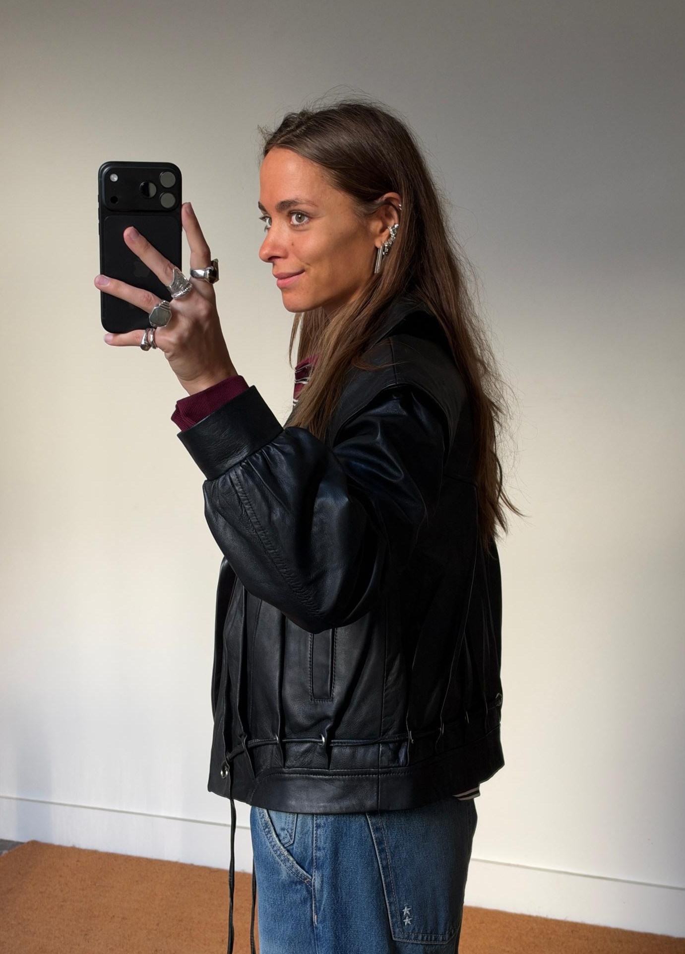 Laagam Tyra Leather Bomber Jacket
