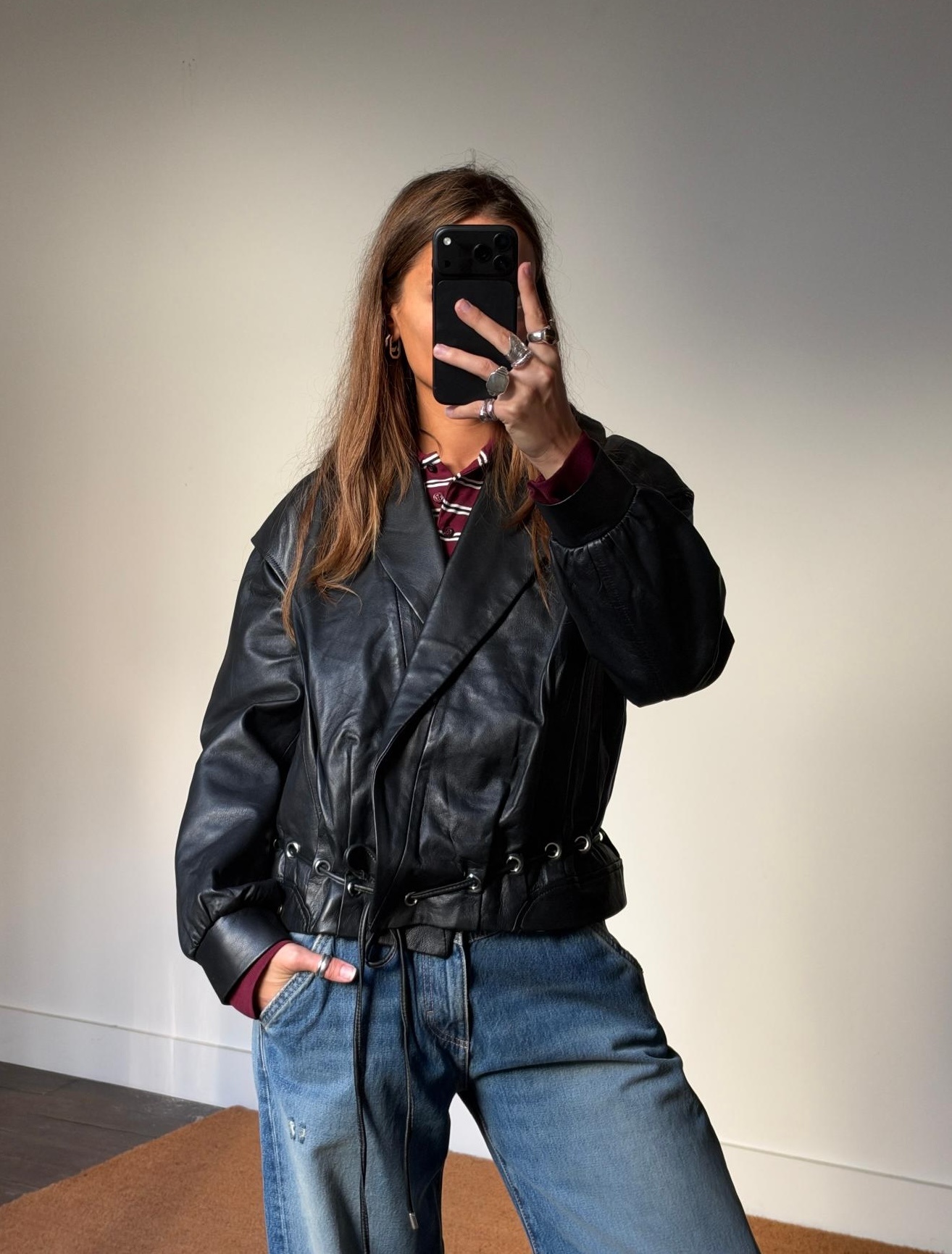 Laagam Tyra Leather Bomber Jacket
