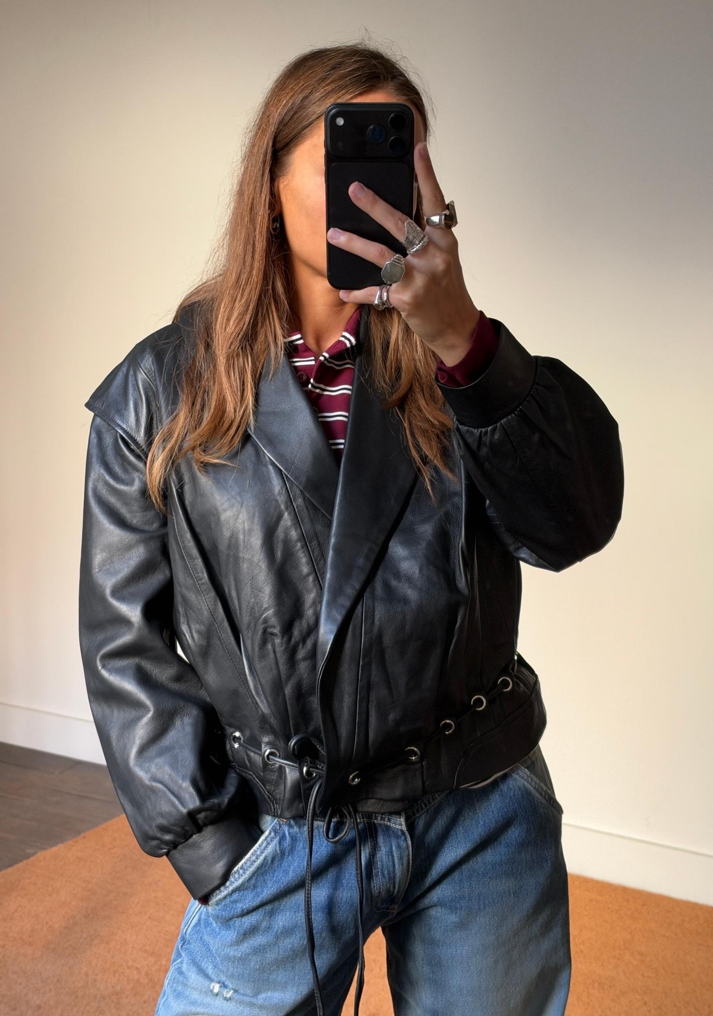 Laagam Tyra Leather Bomber Jacket