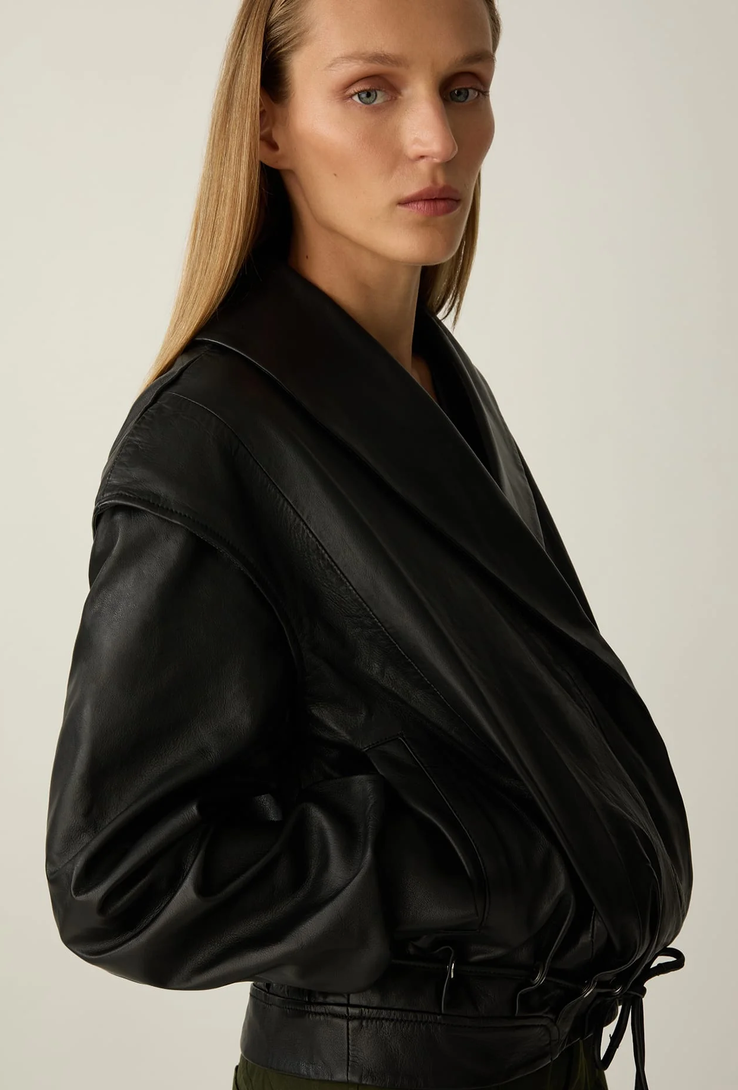 Laagam Tyra Leather Bomber Jacket