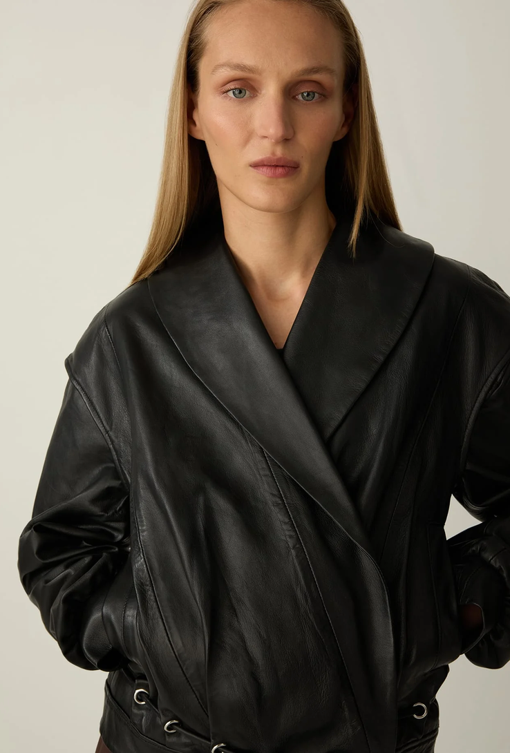 Laagam Tyra Leather Bomber Jacket