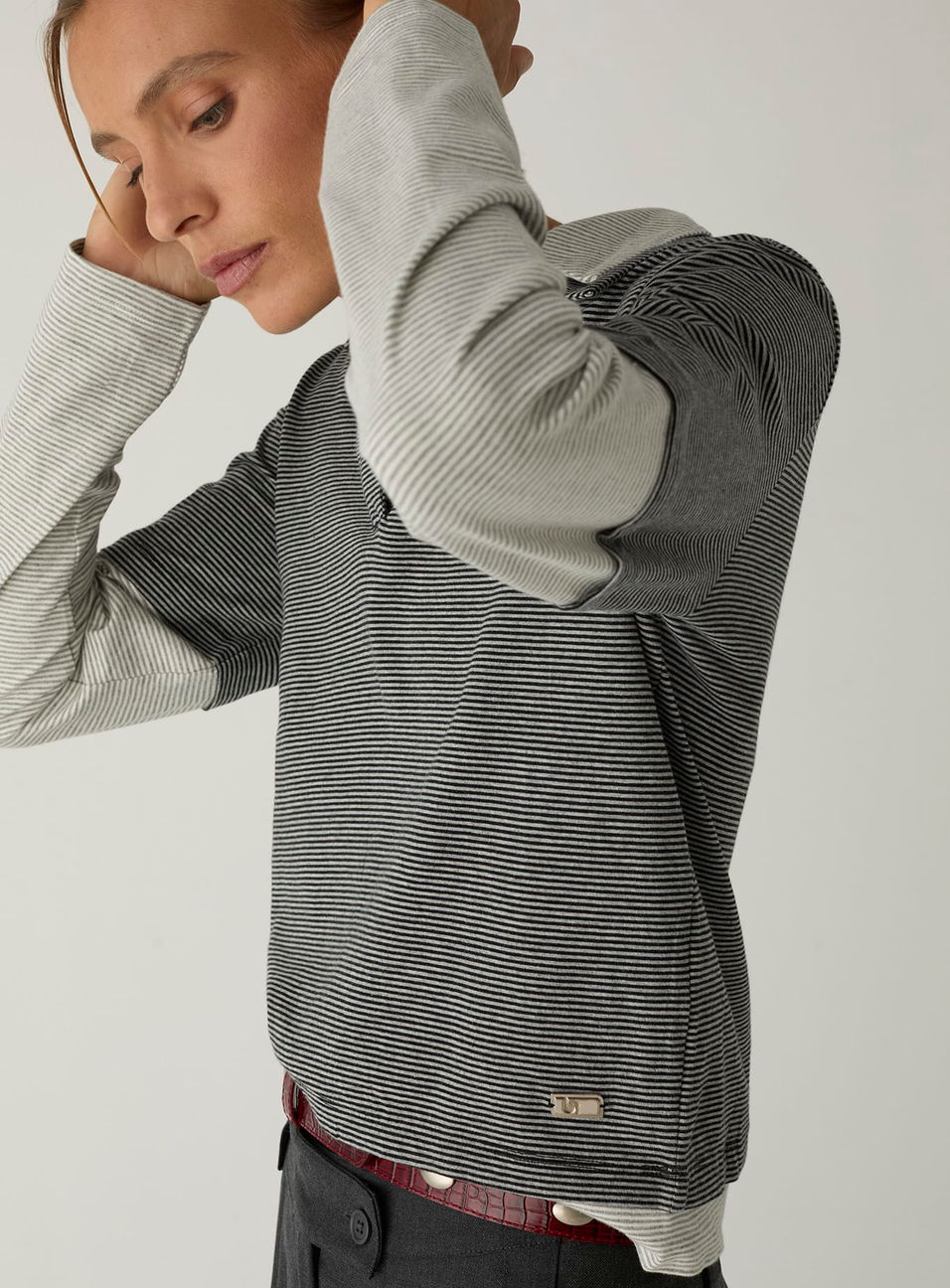 Laagam Candace Striped Polo Longsleeve