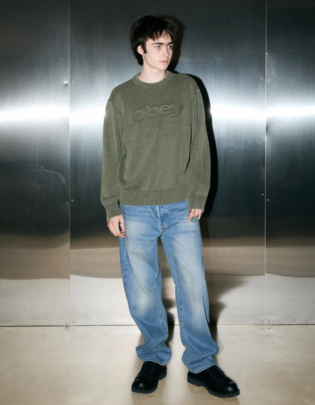 Obey Men Fade Wash Speed Logo Sweater