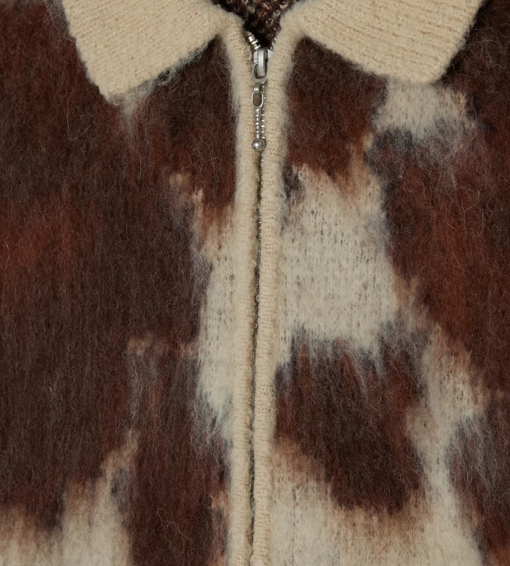 Obey Men Cow Pattern Zip Sweater