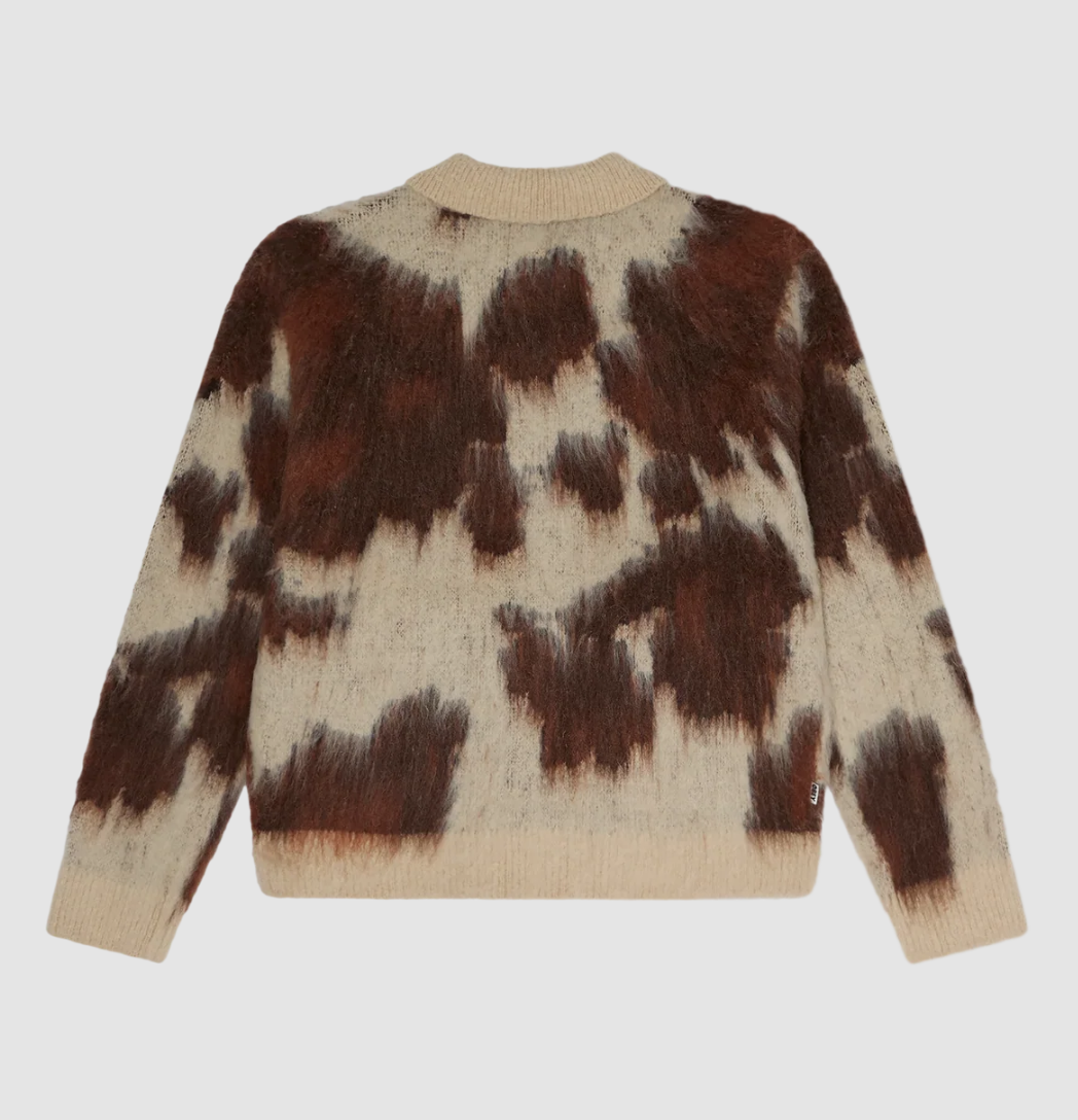 Obey Men Cow Pattern Zip Sweater
