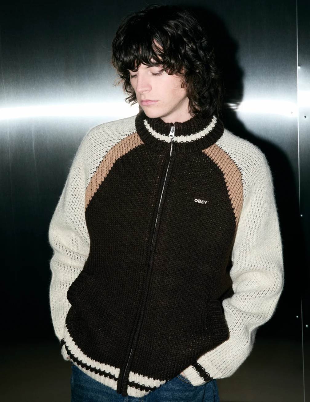 Obey Men Aven Zip Up Sweater