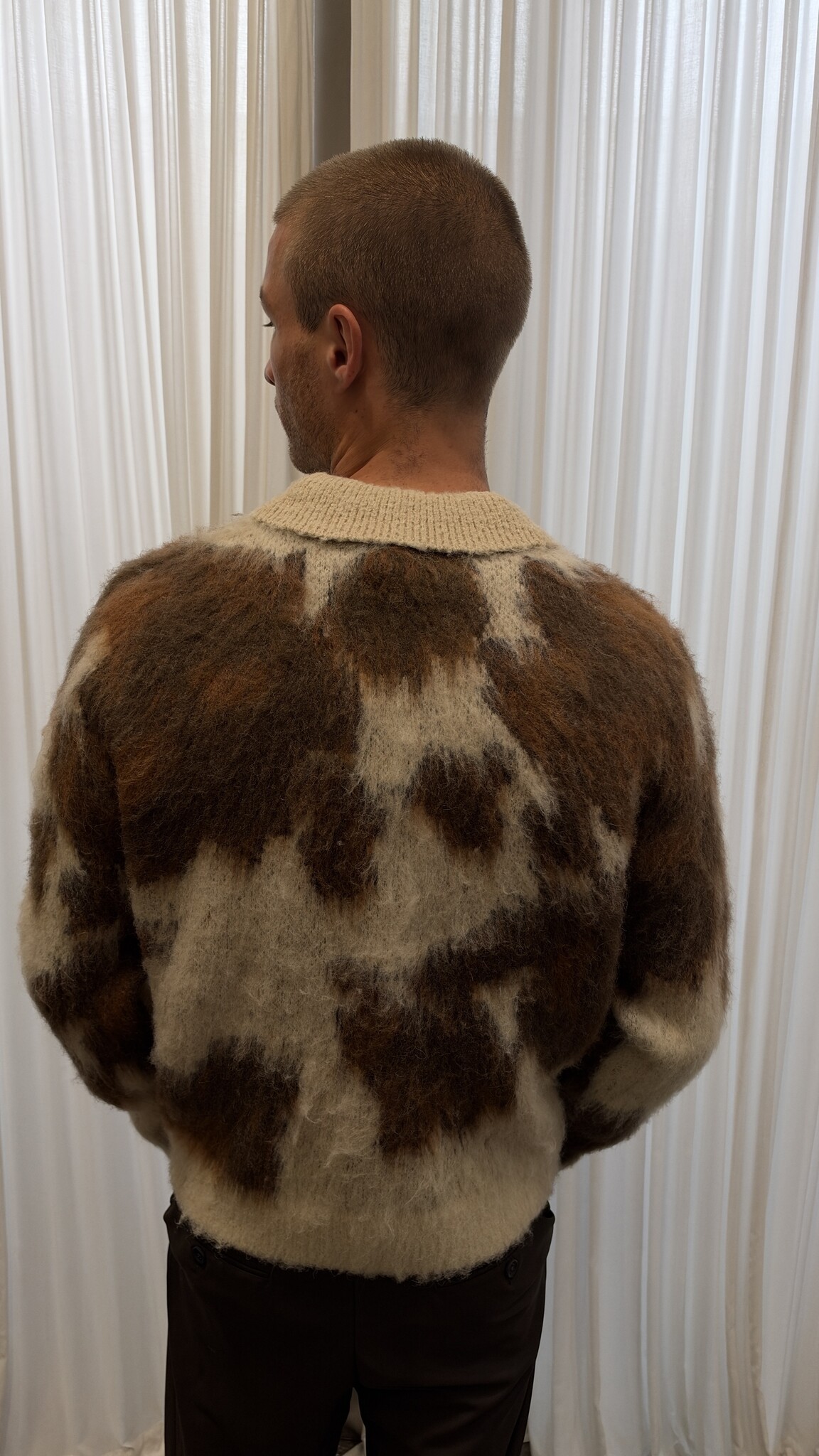 Obey Men Cow Pattern Zip Sweater