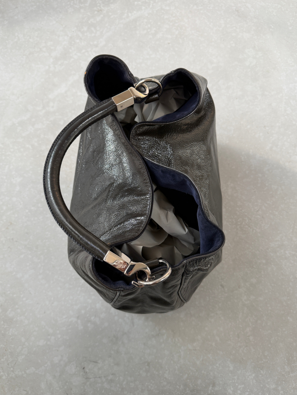 RR ARCHIVE Yves Saint Laurent Enamel Hobo Bag