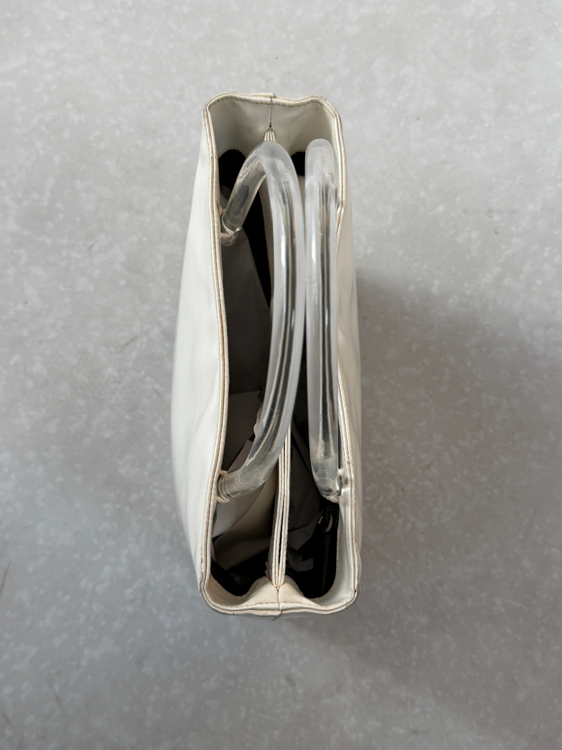 RR ARCHIVE Prada Patent Leather & Plexi Handle Handbag