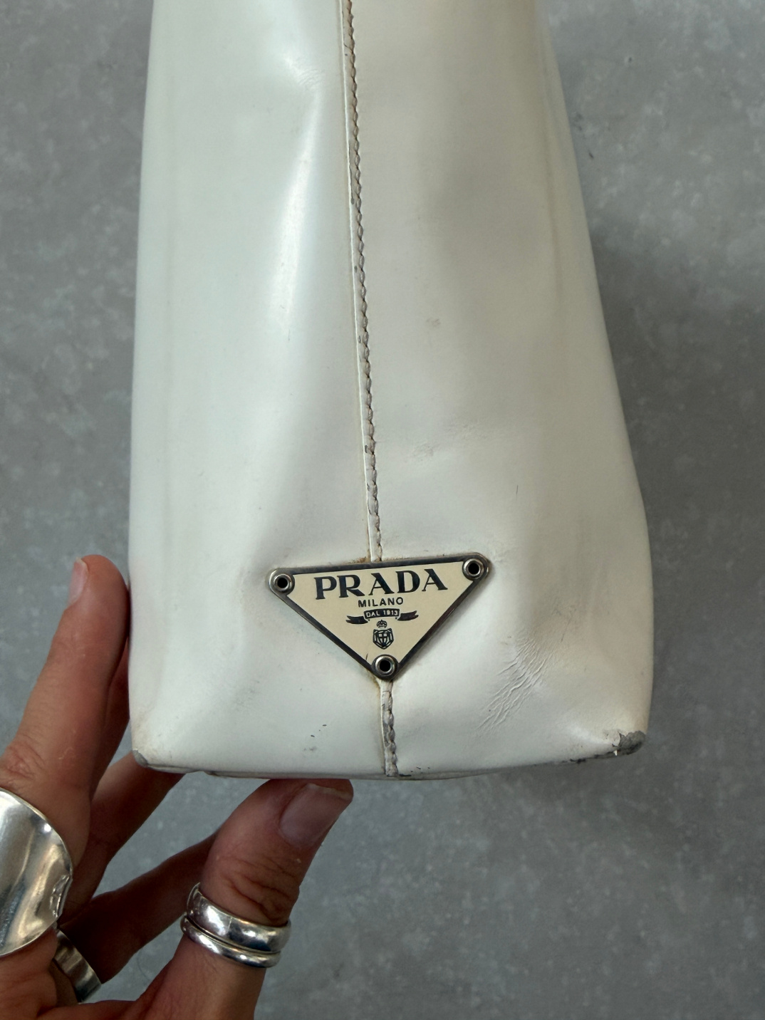 RR ARCHIVE Prada Patent Leather & Plexi Handle Handbag