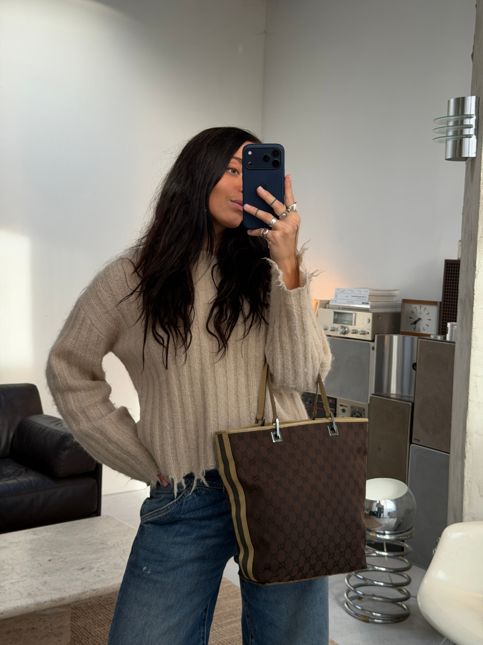 RR ARCHIVE Gucci GG Canvas Web Tote