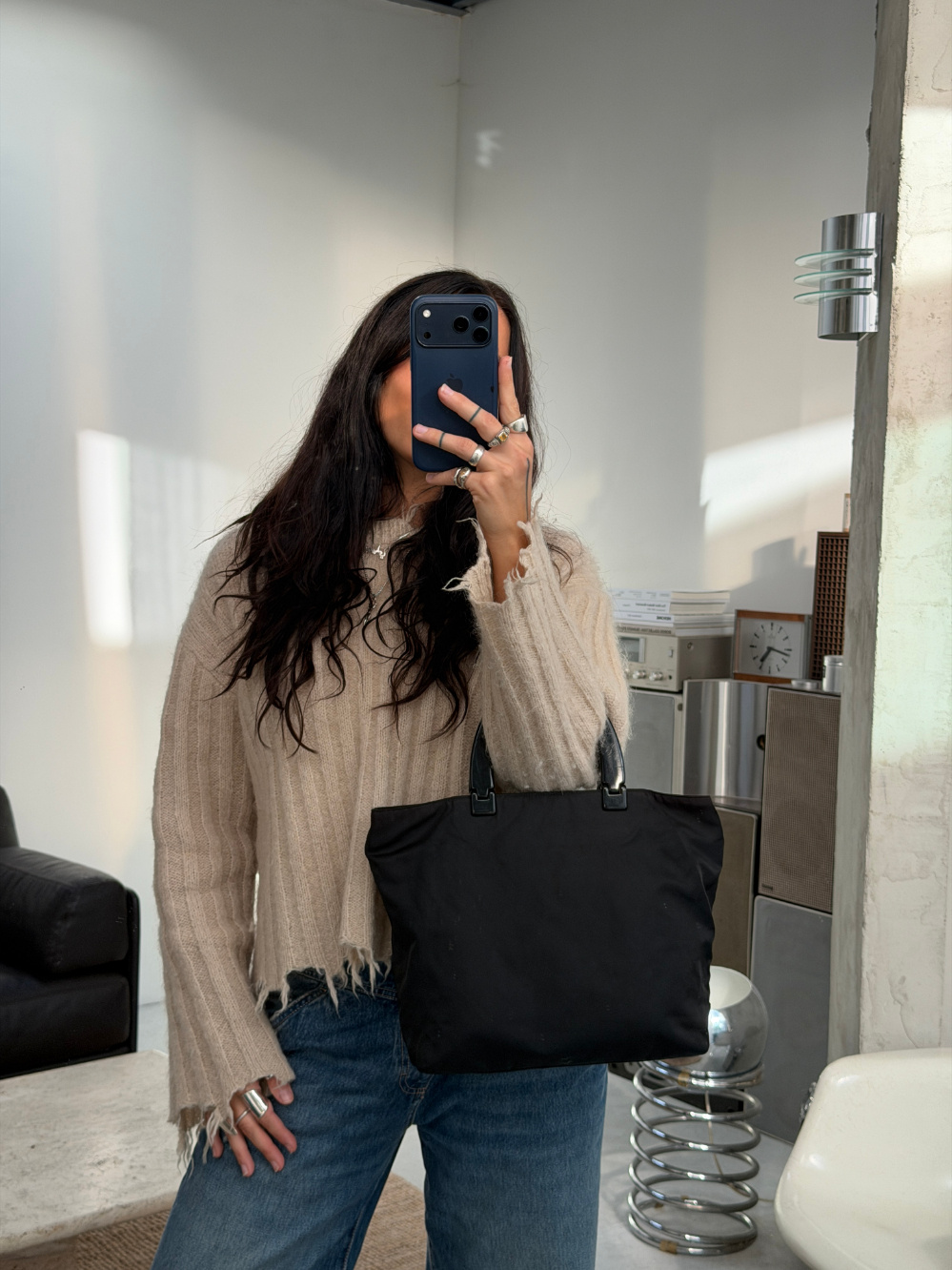 RR ARCHIVE Prada Nylon Plexi Handle Handbag