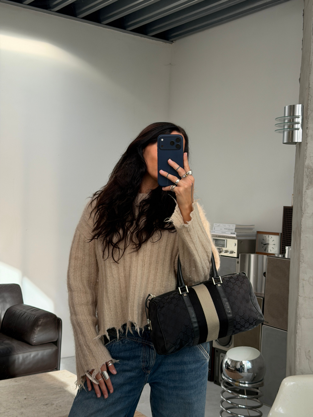 RR ARCHIVE Gucci GG Canvas Sherry Line Boston Bag
