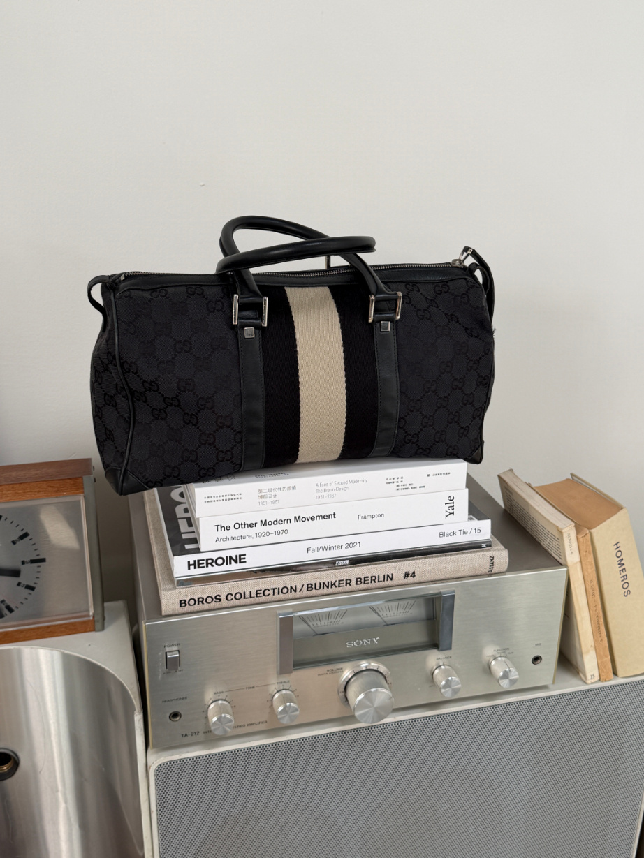 RR ARCHIVE Gucci GG Canvas Sherry Line Boston Bag