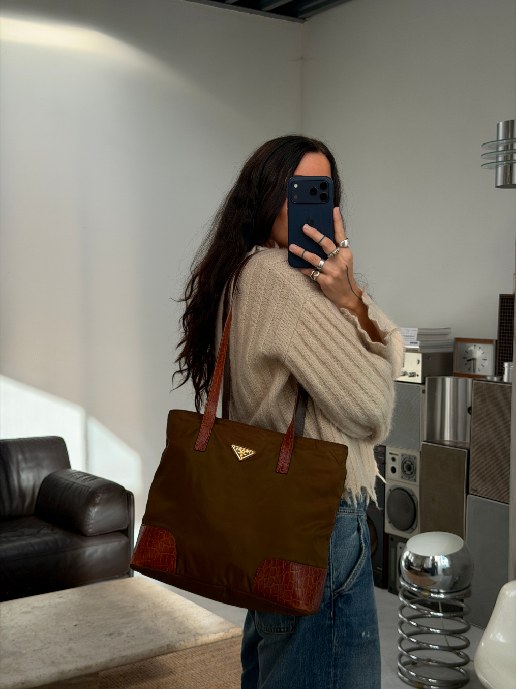 RR ARCHIVE Prada Nylon & Leather Double Handle Tote