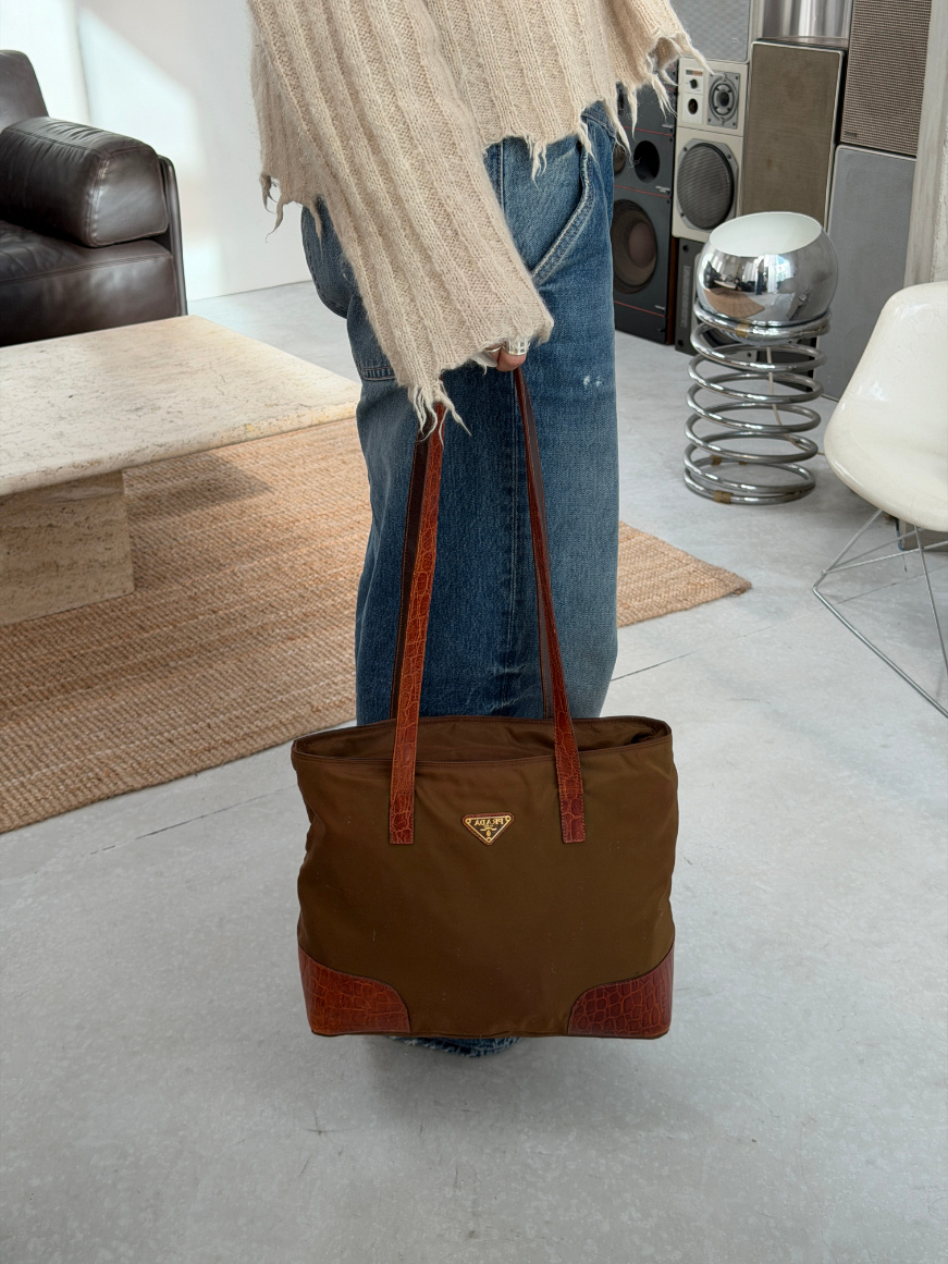 RR ARCHIVE Prada Nylon & Leather Double Handle Tote