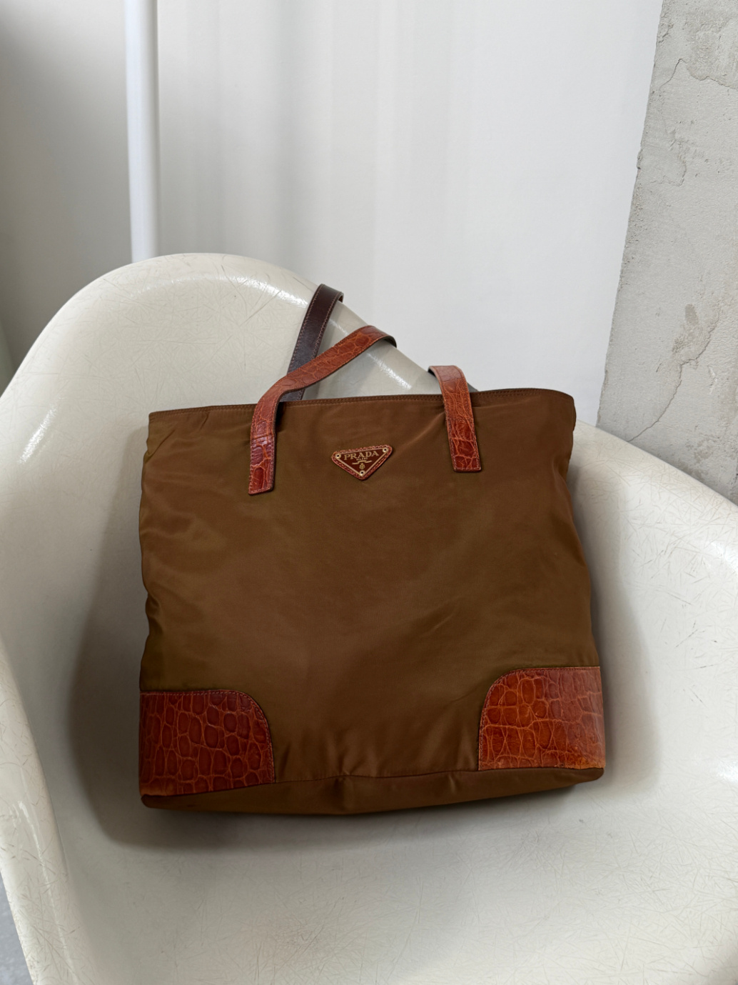 RR ARCHIVE Prada Nylon & Leather Double Handle Tote