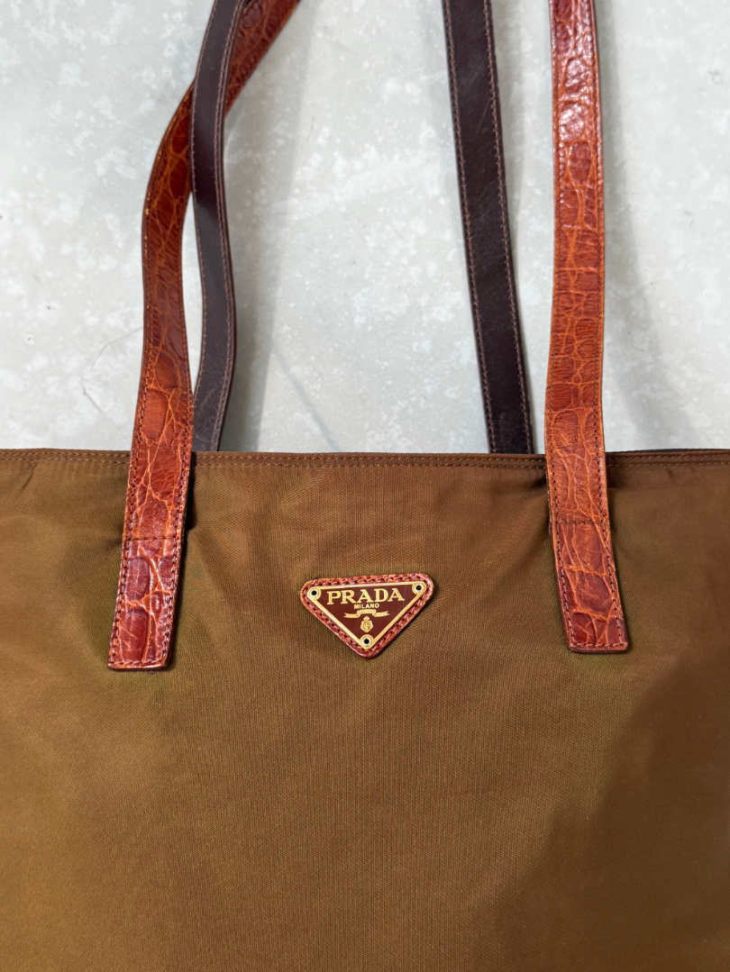 RR ARCHIVE Prada Nylon & Leather Double Handle Tote