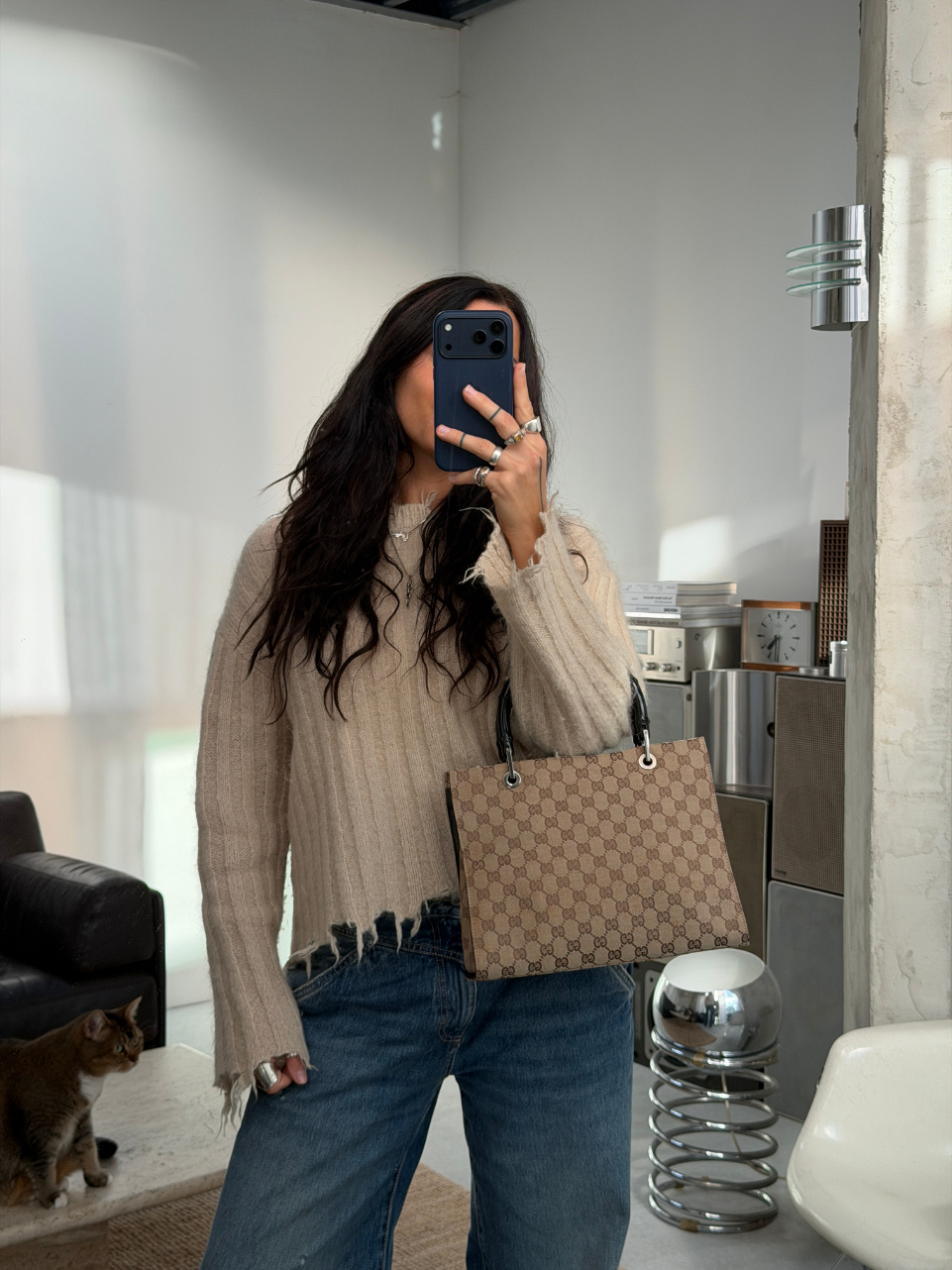 RR ARCHIVE Gucci Bamboo GG Canvas Handbag