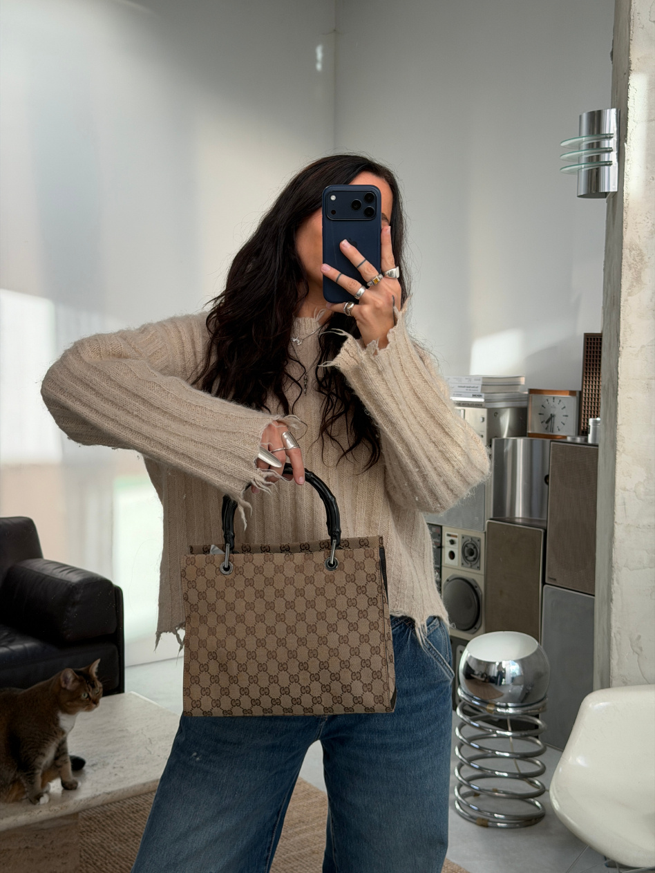 RR ARCHIVE Gucci Bamboo GG Canvas Handbag
