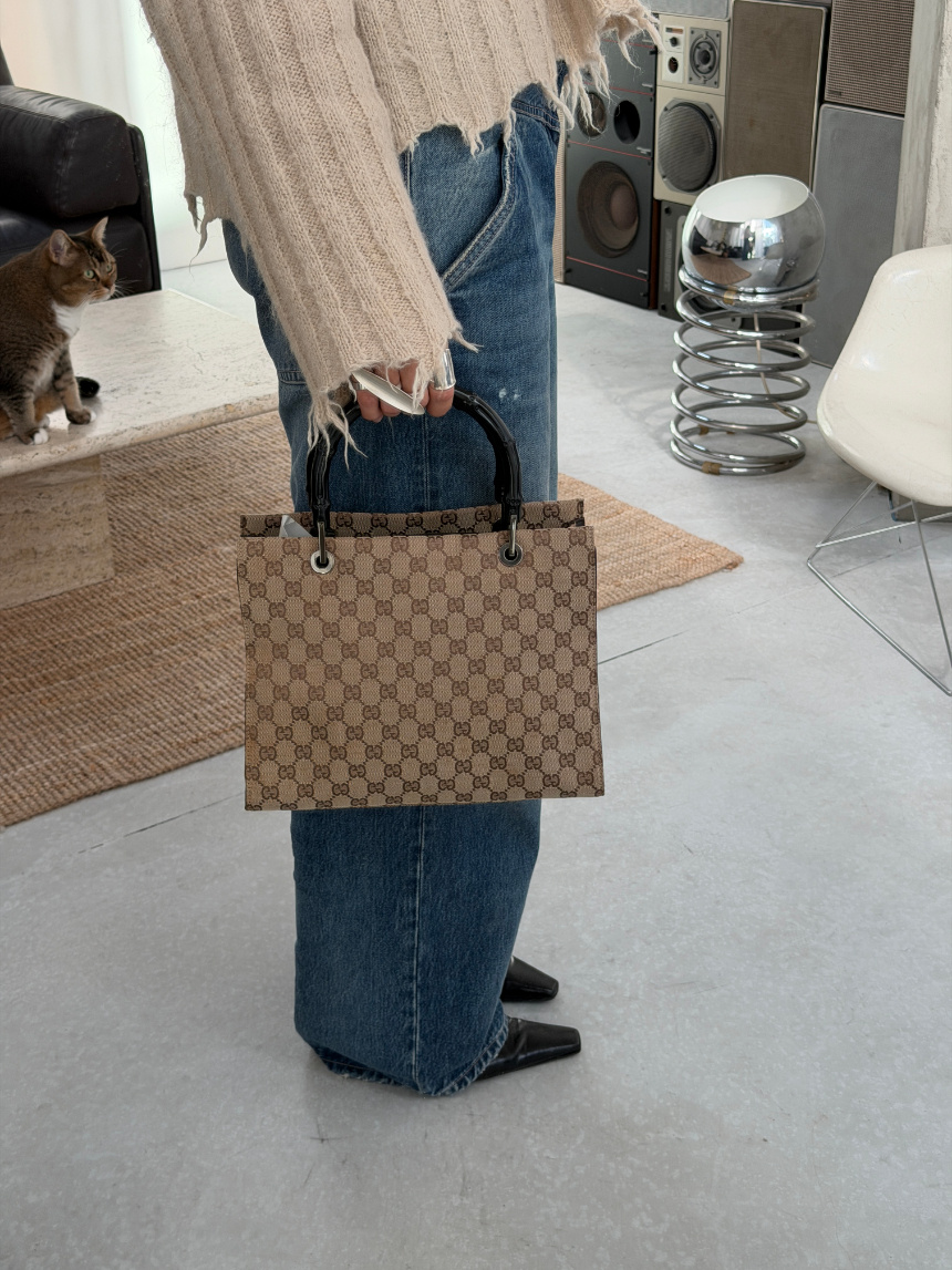 RR ARCHIVE Gucci Bamboo GG Canvas Handbag