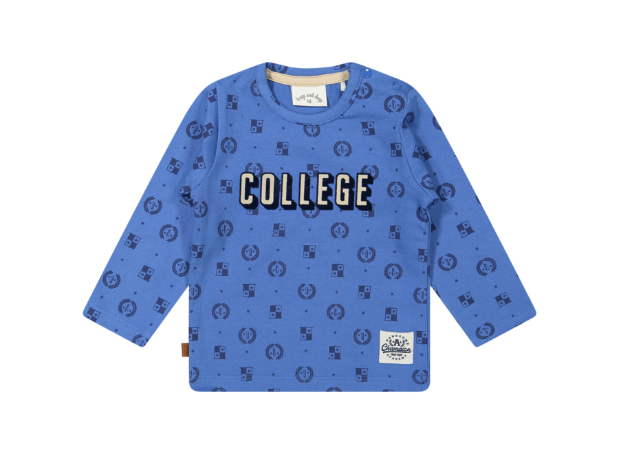 Shirt met College Print - Blauw - Handsome Academy