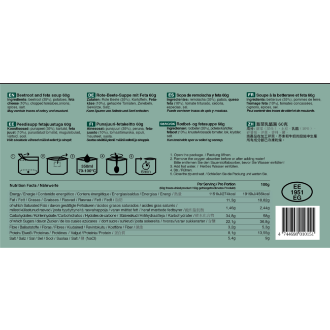 Tactical Foodpack Beetroot and Feta Soup (60g)