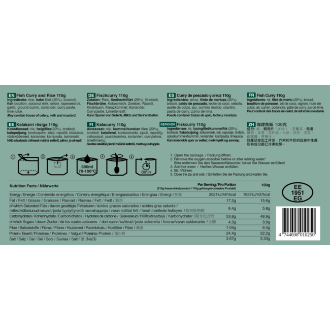 Tactical Foodpack Fish Curry and Rice (110g)