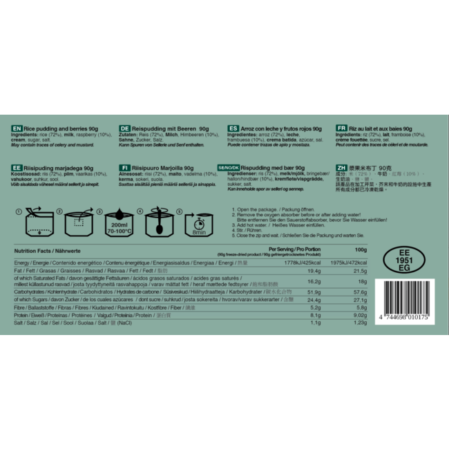 Tactical Foodpack Rice Pudding & Berries (90g)