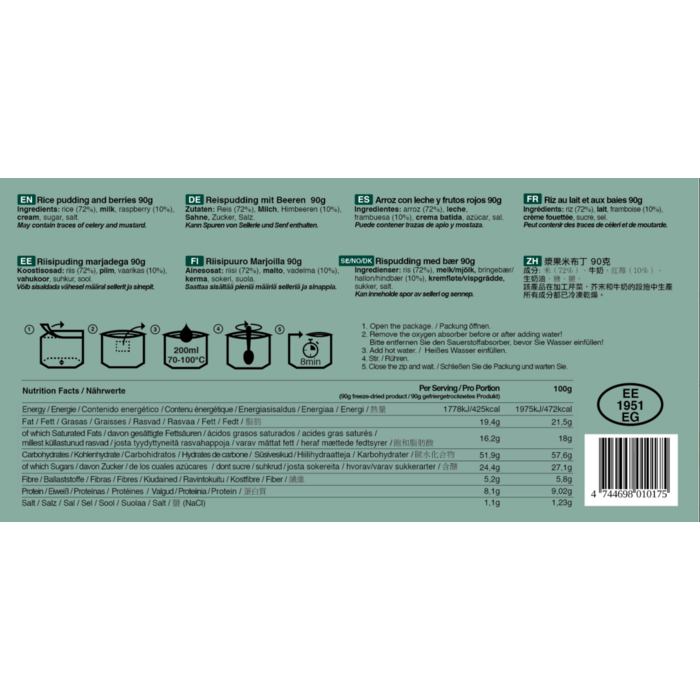 Tactical Foodpack Rice Pudding & Berries (90g)