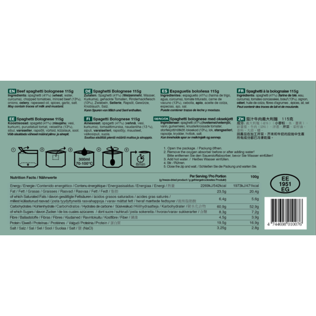 Tactical Foodpack Beef Spaghetti Bolognese (115g)