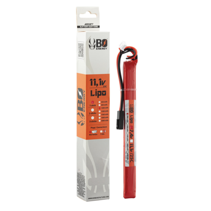 BO Energy 11.1v 1000Mah 25c  Stick - Deans