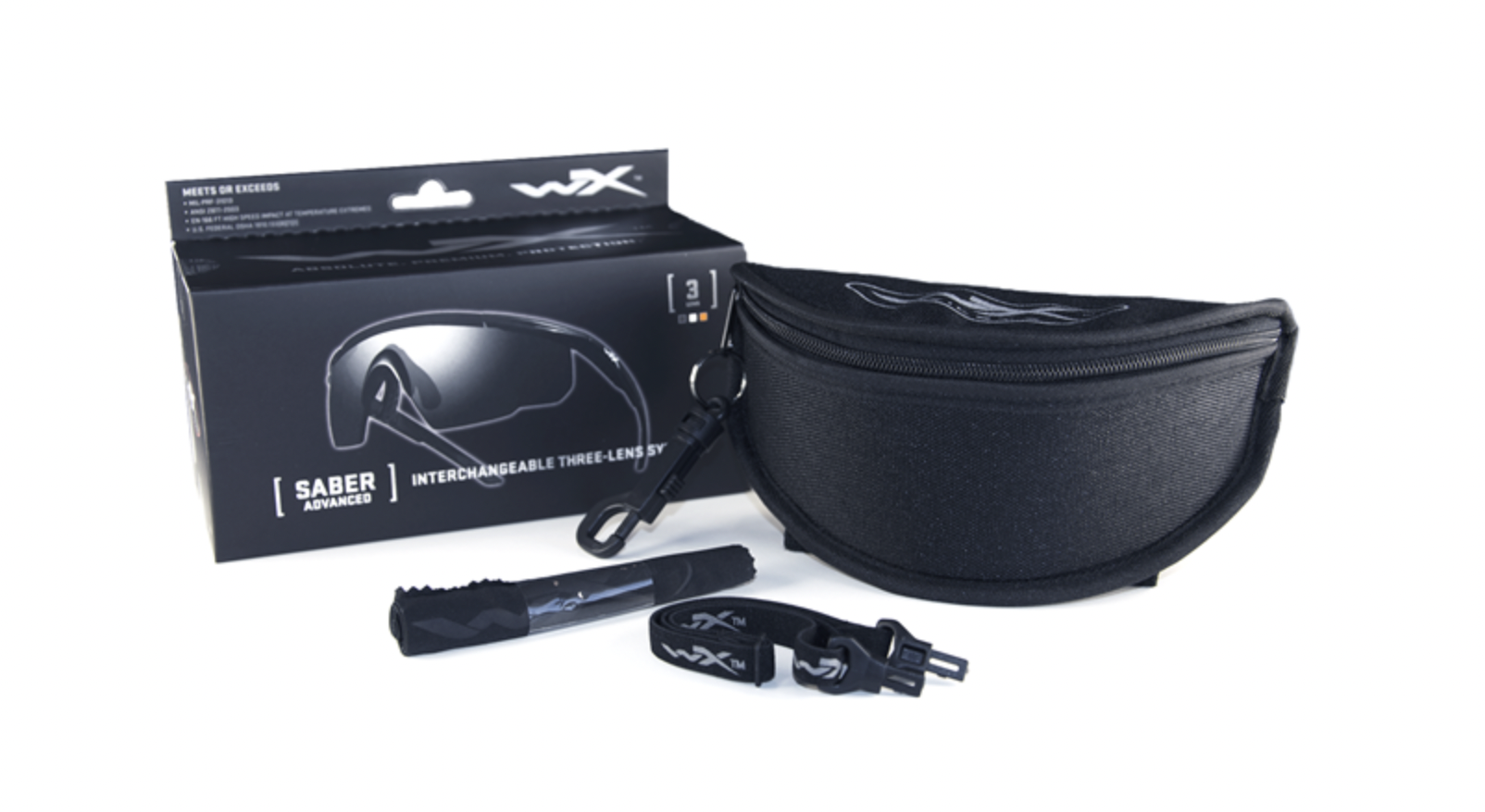 WileyX Saber Advanced - 3 lens kit - Black Frame