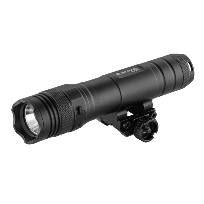 Skywoods Tactical Flashlight - 1250 Lumens with Picatinny Rail Mount - Black