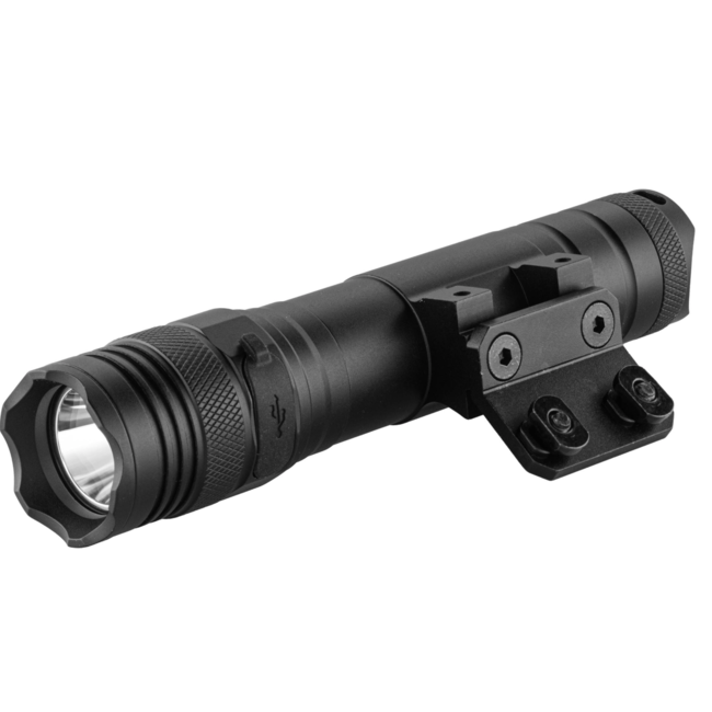 Skywoods Tactical Flashlight - 1250 Lumens with Picatinny & M-Lock Rail Mount - Black