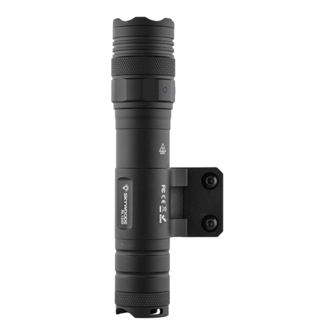 Skywoods Tactical Flashlight - 1250 Lumens with M-Lock Rail Mount - Black