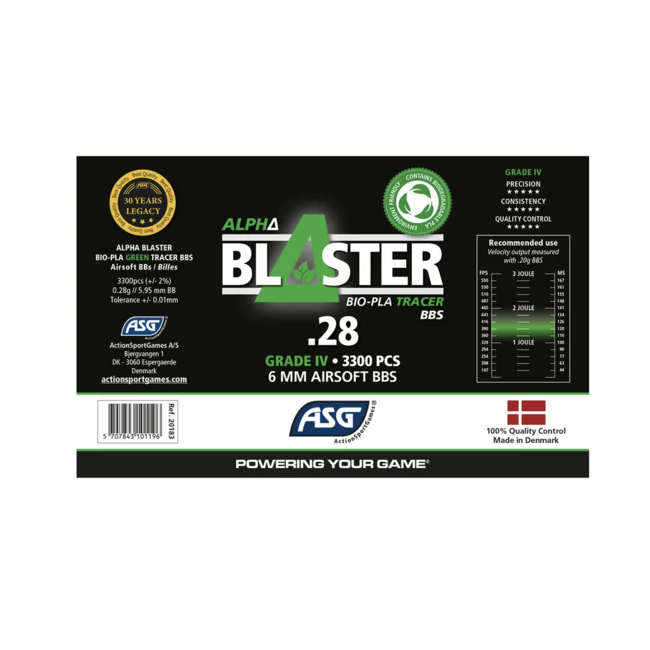 ASG Alpha Blaster Tracer BB 0.28 - 3300pcs. - Green