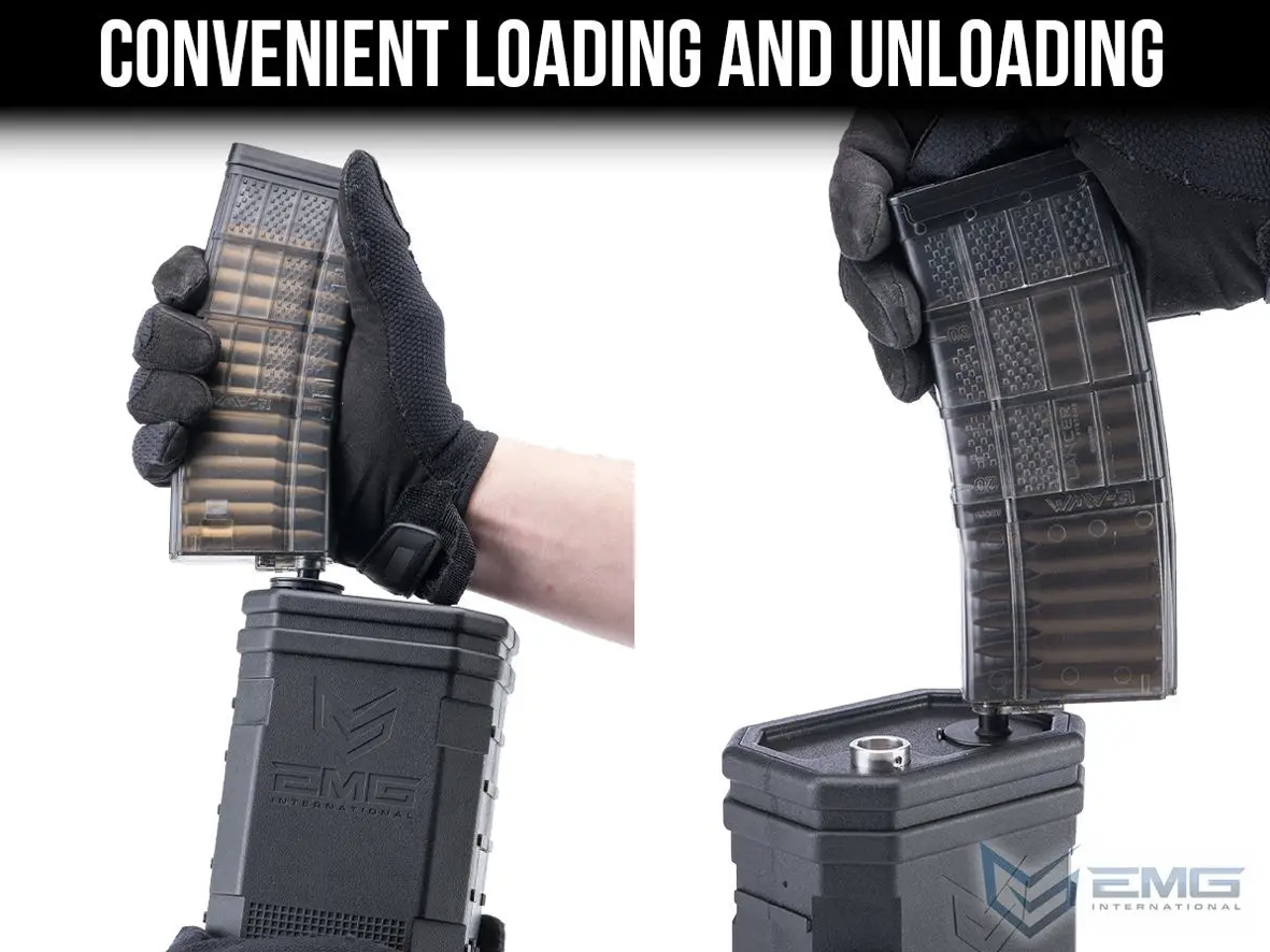 EMG AUTOBOT Electric Speedloader 1400rds - Blue + Storage Base