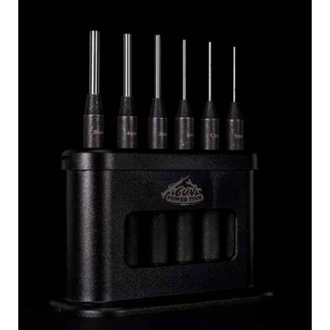 Gun Power Tool 6 Piece Pin Punch Set - Black