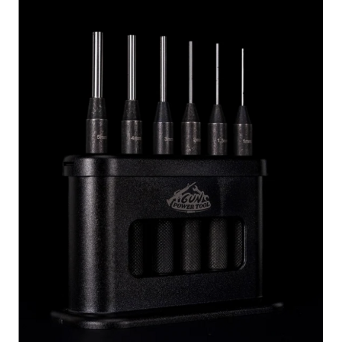 Gun Power Tool 6 Piece Pin Punch Set - Black