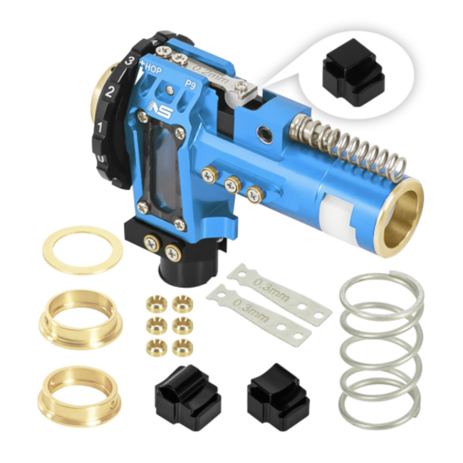 NexxSpeed CNC Aluminum Hopup Chamber Version 2 for M4 Airsoft AEG - Blue