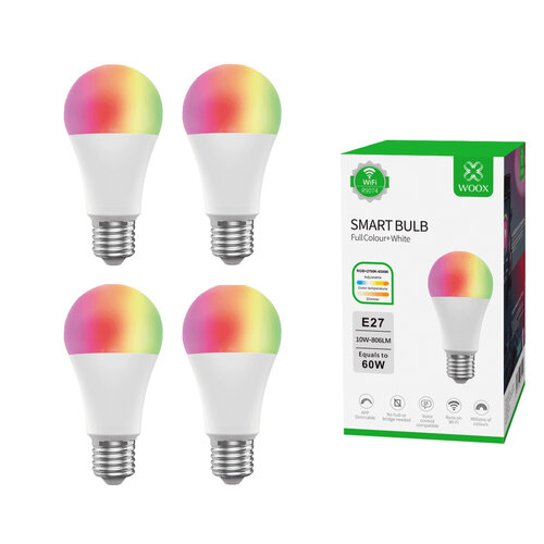 Woox Home WOOX R9074 4-Pack Smart WiFi E27 LED Bulb RGB+CCT