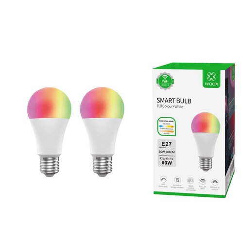 Woox Home WOOX R9074 2-Pack Smart WiFi E27 LED Bulb RGB+CCT