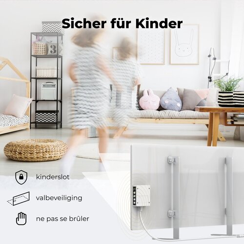 AENO AENO GH3S slimme infrarood verwarmingspaneel - LED-scherm - Red Dot winnaar 2023 voor design en verwarmingstechnologie - Bluetooth - WIFI - 700 Watt - Elektrische kachel - Verwarmingsplaat - Infrarood + convectie - Wit