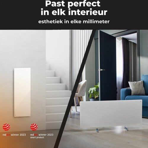 AENO AENO GH3S slimme infrarood verwarmingspaneel - LED-scherm - Red Dot winnaar 2023 voor design en verwarmingstechnologie - Bluetooth - WIFI - 700 Watt - Elektrische kachel - Verwarmingsplaat - Infrarood + convectie - Wit