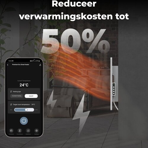 AENO AENO GH3S slimme infrarood verwarmingspaneel - LED-scherm - Red Dot winnaar 2023 voor design en verwarmingstechnologie - Bluetooth - WIFI - 700 Watt - Elektrische kachel - Verwarmingsplaat - Infrarood + convectie - Wit